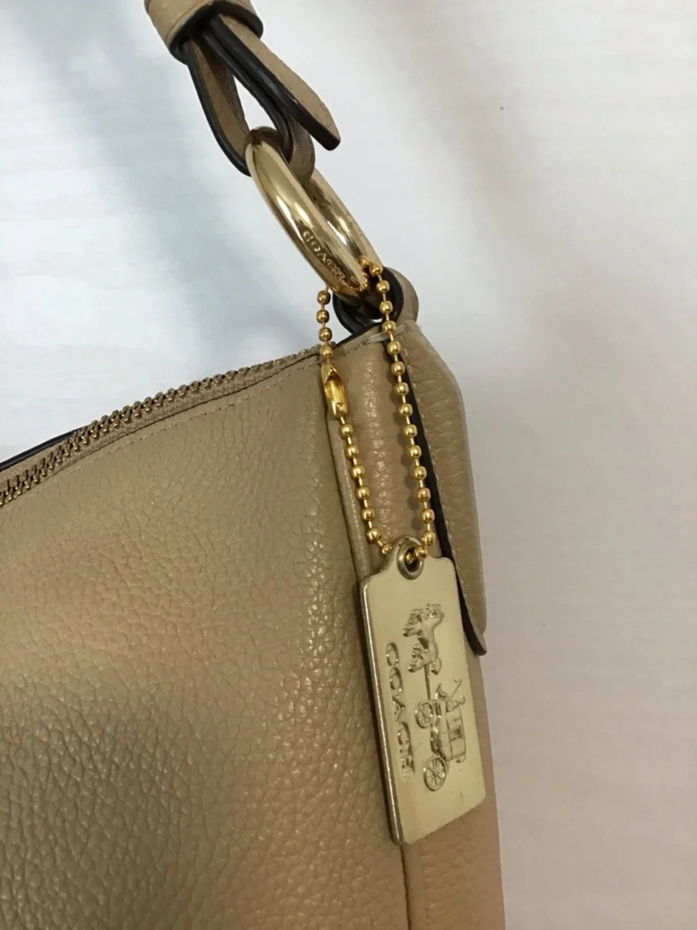 Coach Pebbled Leather Hobo Beige